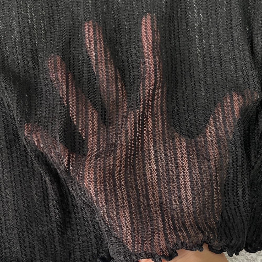 Forever 21 Black Sheer Mock Neck Long Sleeve Top - Picture 8 of 8